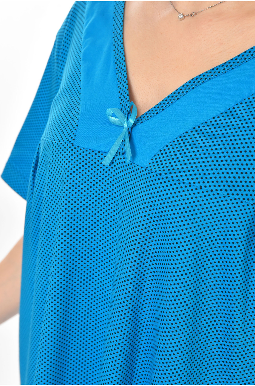 Ночная рубашка женская полубатальная тёмно-голубого цвета с принтом 603 211304