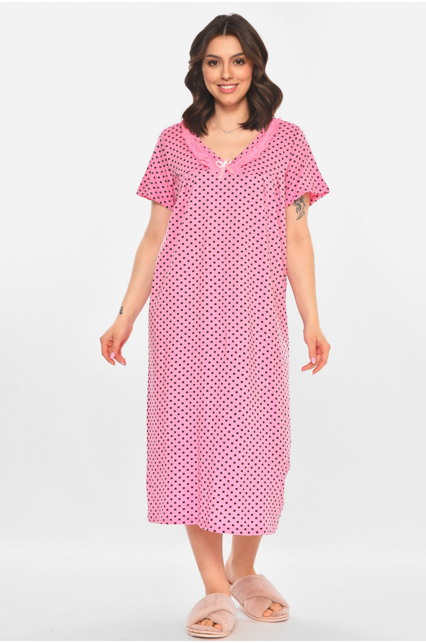 Ночная рубашка женская полубатальная розового цвета с принтом 603 211312