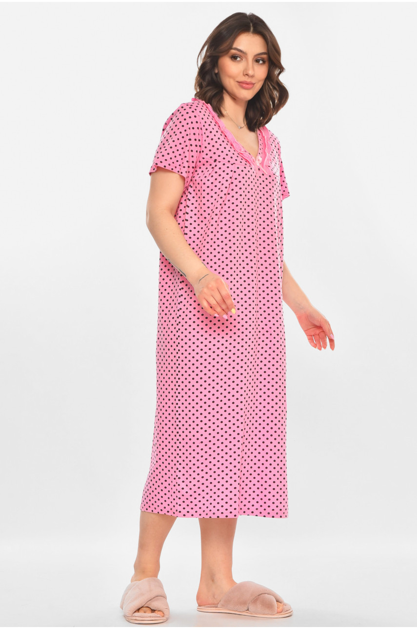 Ночная рубашка женская полубатальная розового цвета с принтом 603 211312