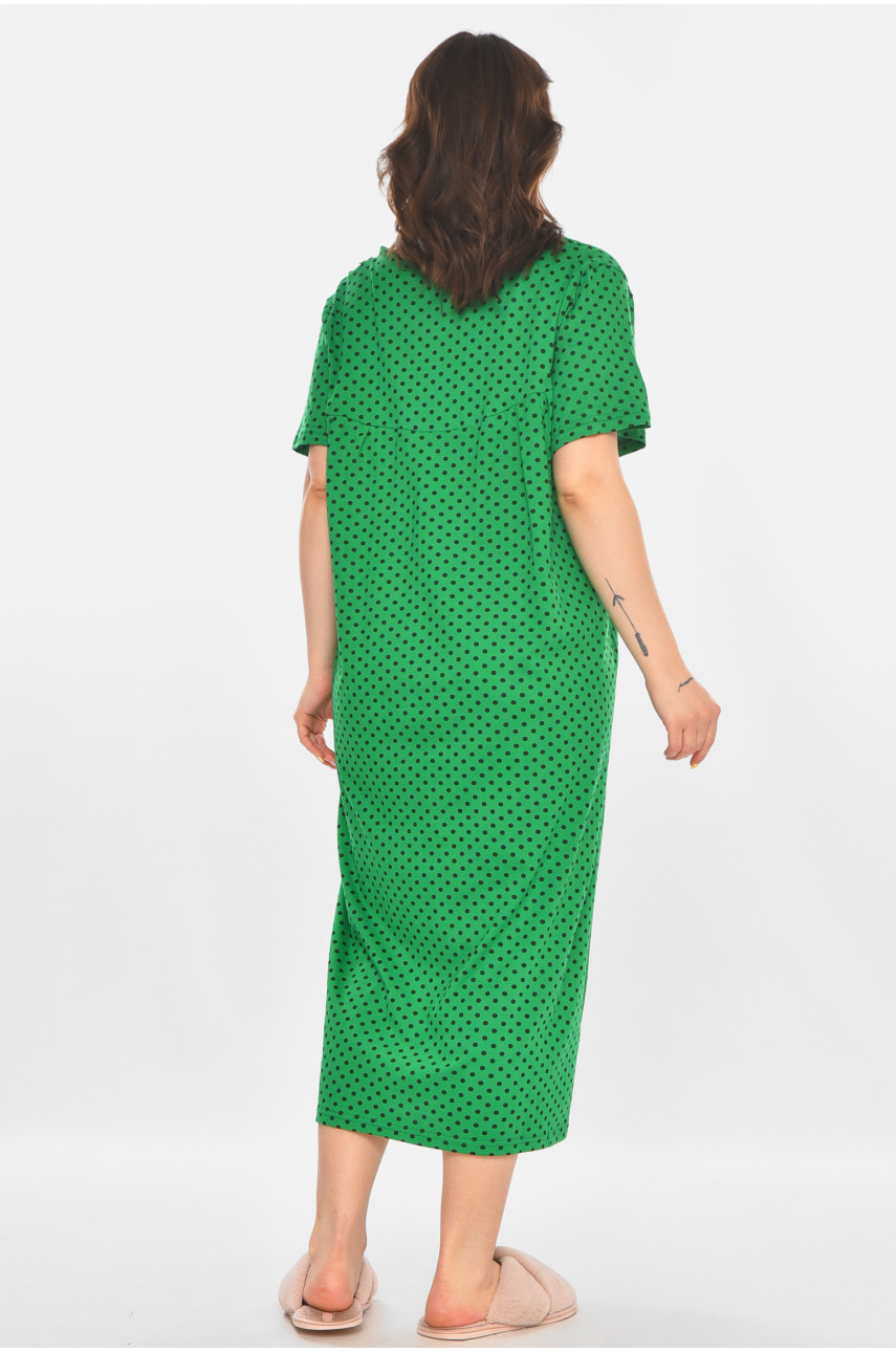 Ночная рубашка женская полубатальная зеленого цвета с принтом 603 211313