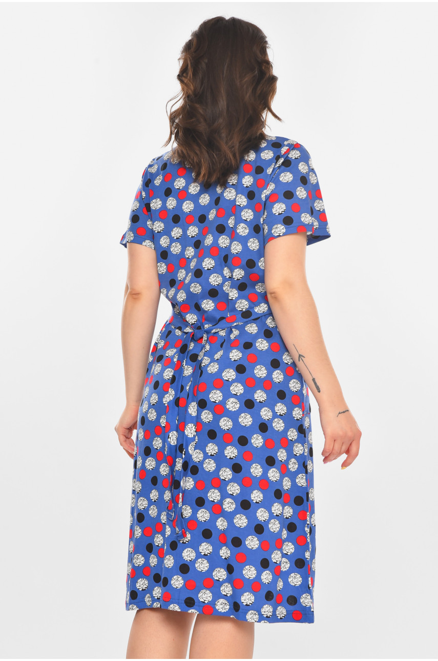 Халат женский полубатальный синего цвета с принтом AN-3050 211328