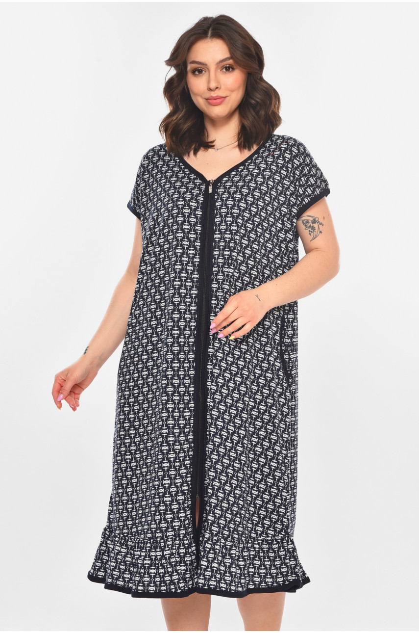 Халат женский батальный тёмно-синего цвета с принтом AN-3300 211332