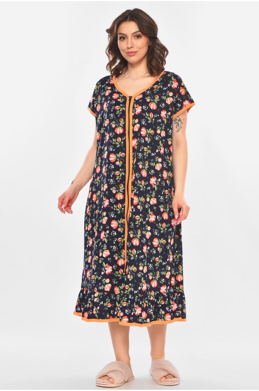 Халат женский батальный тёмно-синего цвета с принтом AN-3300 211333