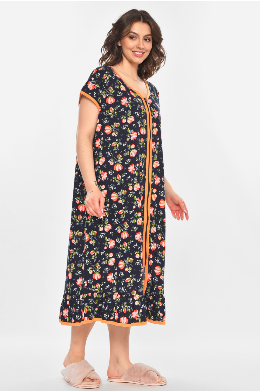 Халат женский батальный тёмно-синего цвета с принтом AN-3300 211333