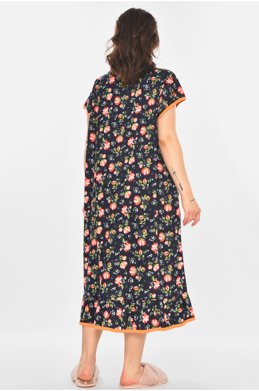 Халат женский батальный тёмно-синего цвета с принтом AN-3300 211333