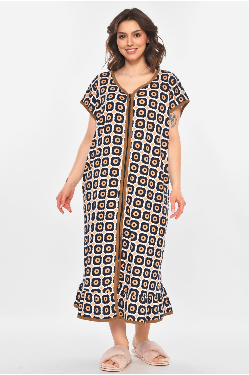 Халат женский батальный тёмно-синего цвета с принтом AN-3300 211334