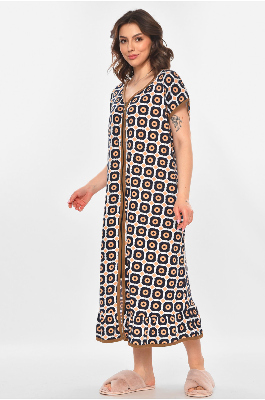 Халат женский батальный тёмно-синего цвета с принтом AN-3300 211334