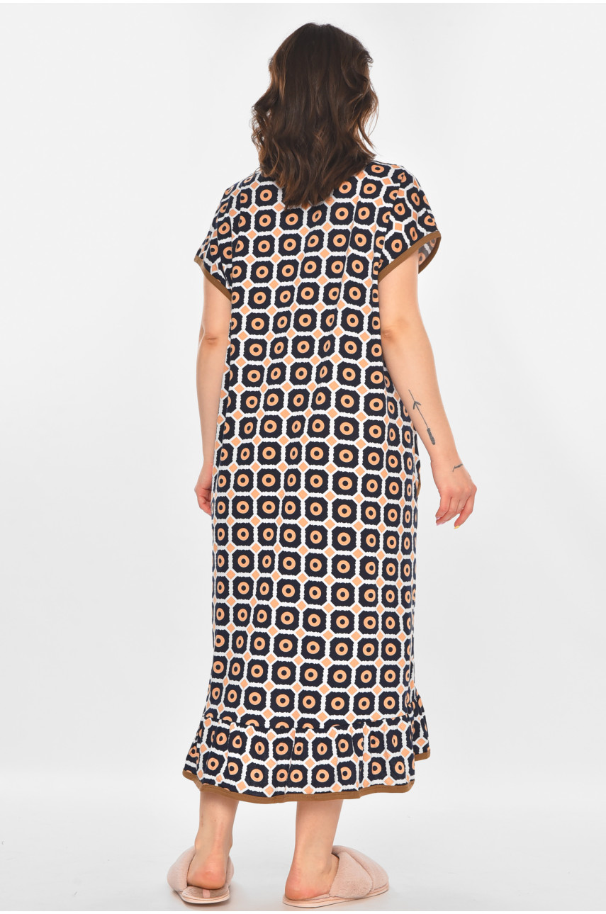 Халат женский батальный тёмно-синего цвета с принтом AN-3300 211334 Халат женский батальный тёмно-синего цвета с принтом AN-3300 211334