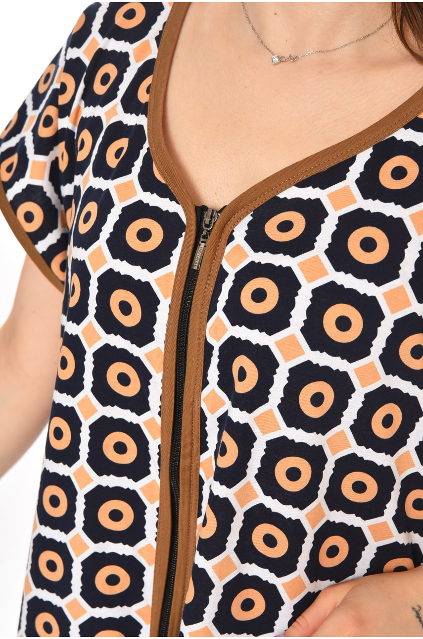 Халат женский батальный тёмно-синего цвета с принтом AN-3300 211334 Халат женский батальный тёмно-синего цвета с принтом AN-3300 211334