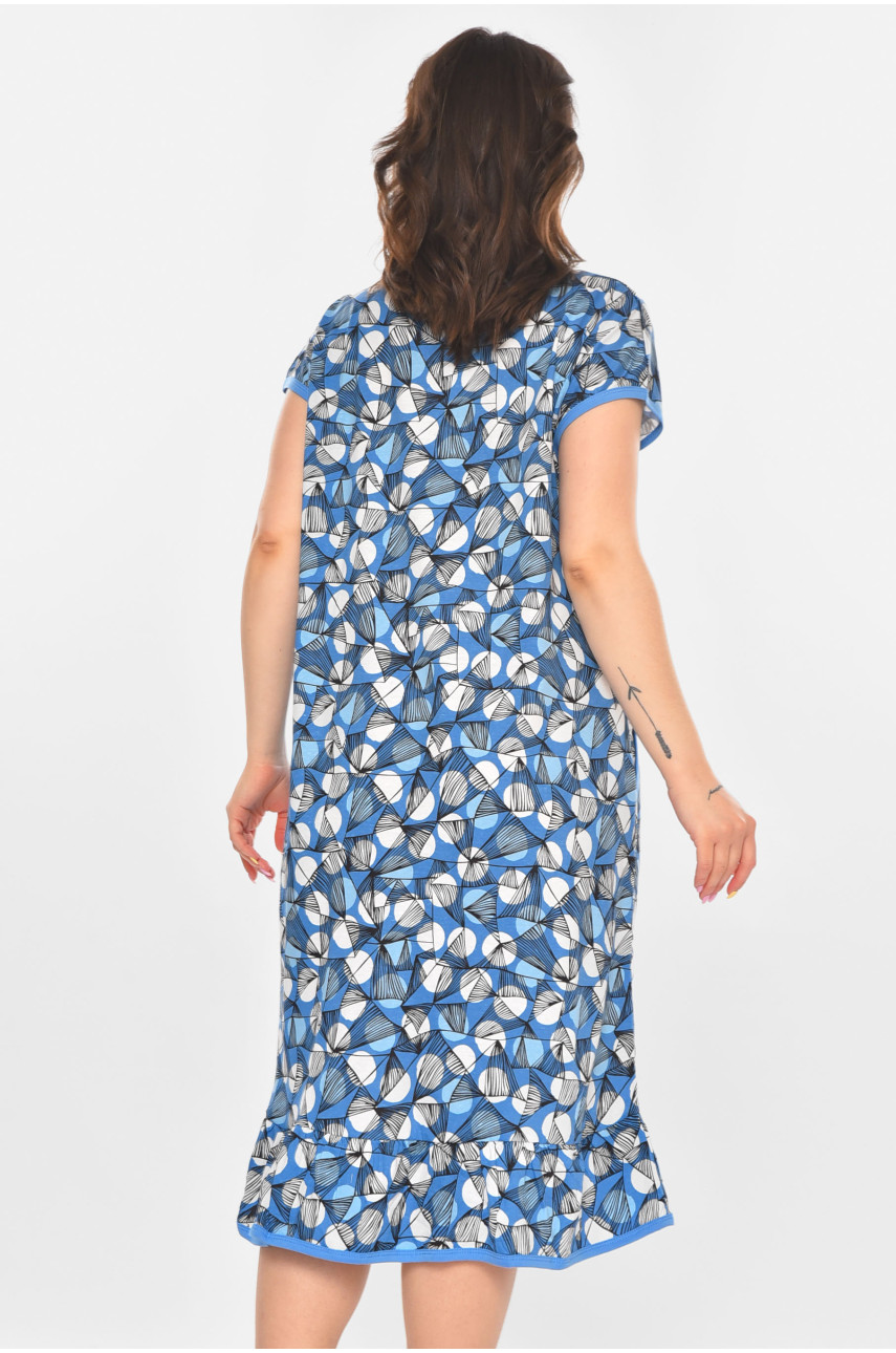 Халат женский батальный голубого цвета с принтом AN-3300 211335