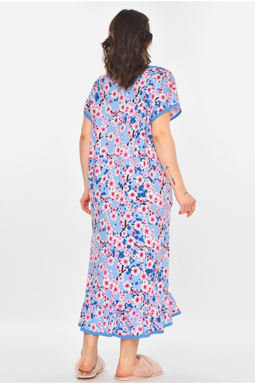 Халат женский батальный голубого цвета с принтом AN-3300 211336