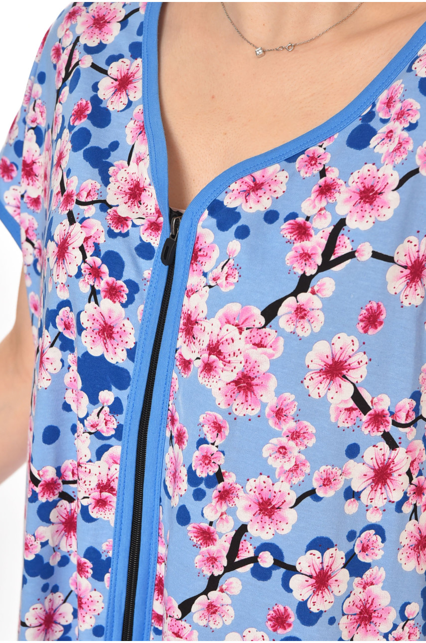 Халат женский батальный голубого цвета с принтом AN-3300 211336