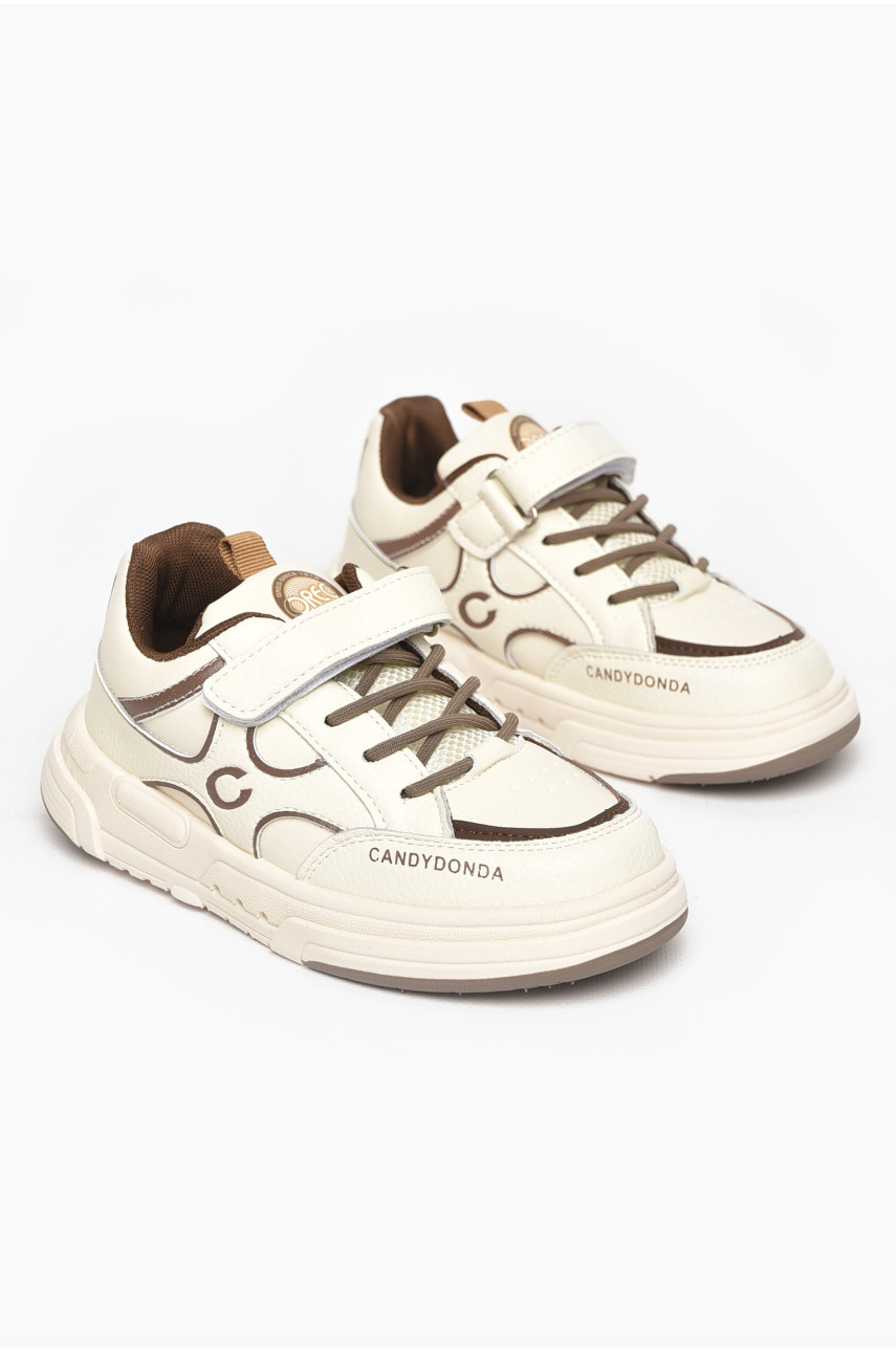 Кросівки дитячі молочного кольору на ліпучці А761-3 211343