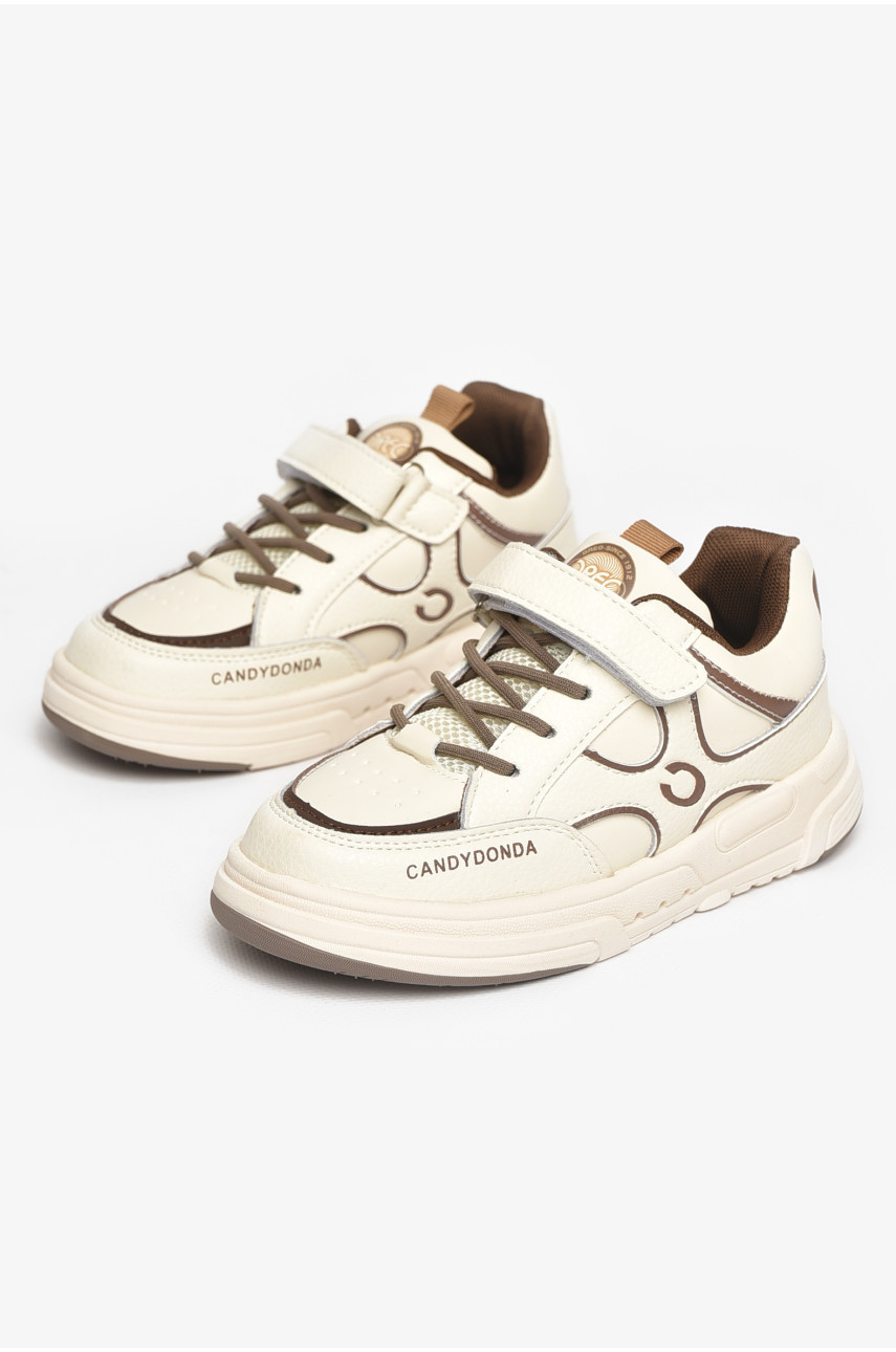 Кросівки дитячі молочного кольору на ліпучці А761-3 211343