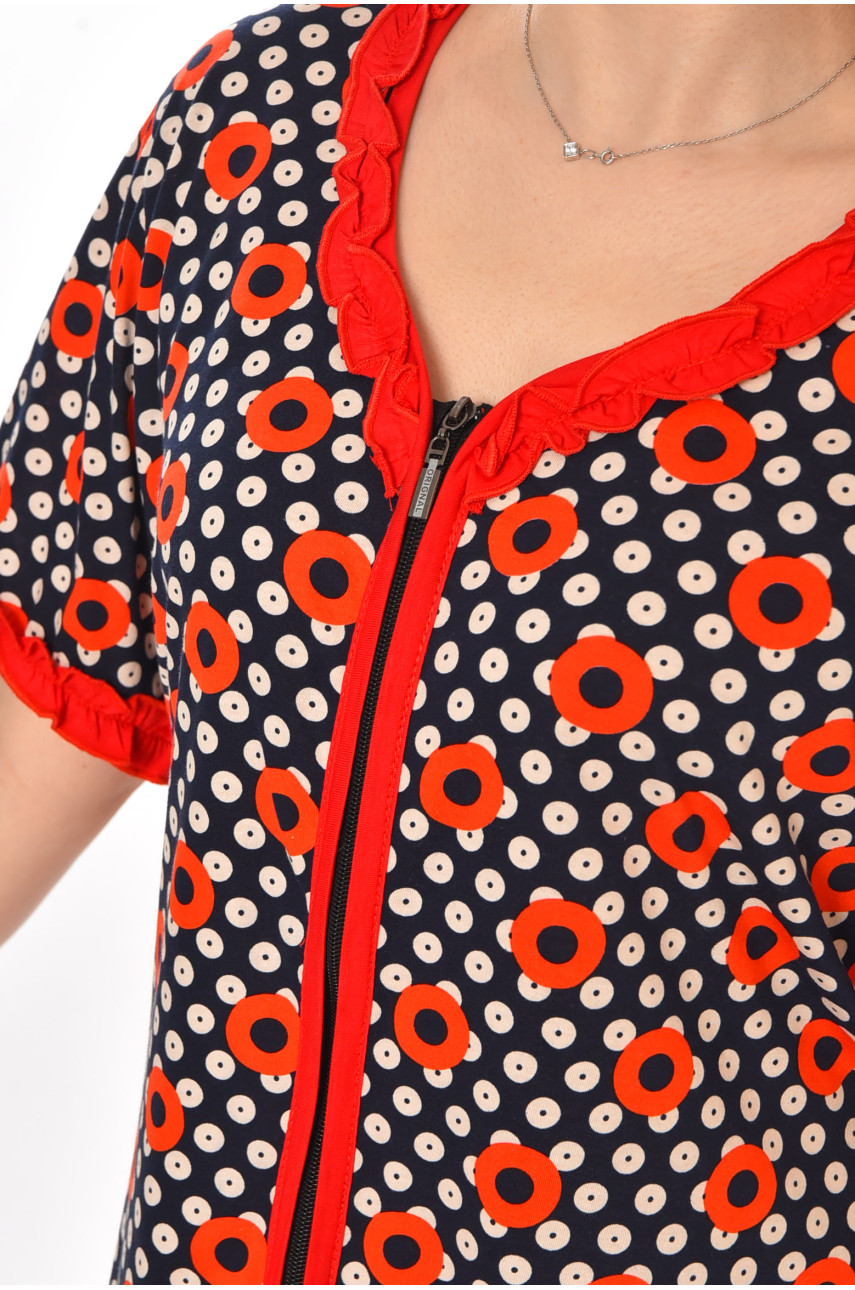 Халат женский полубатальный тёмно-синего цвета с принтом AN-3110 211350