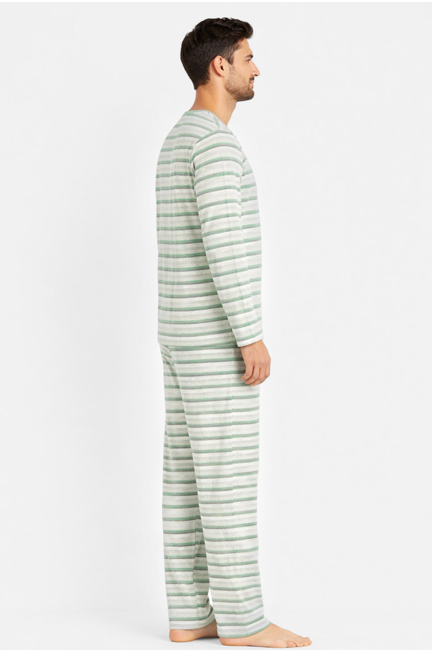 Пижама мужская полубатальная серого цвета с принтом M7145 211355