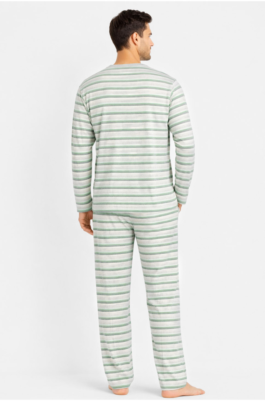 Пижама мужская полубатальная серого цвета с принтом M7145 211355