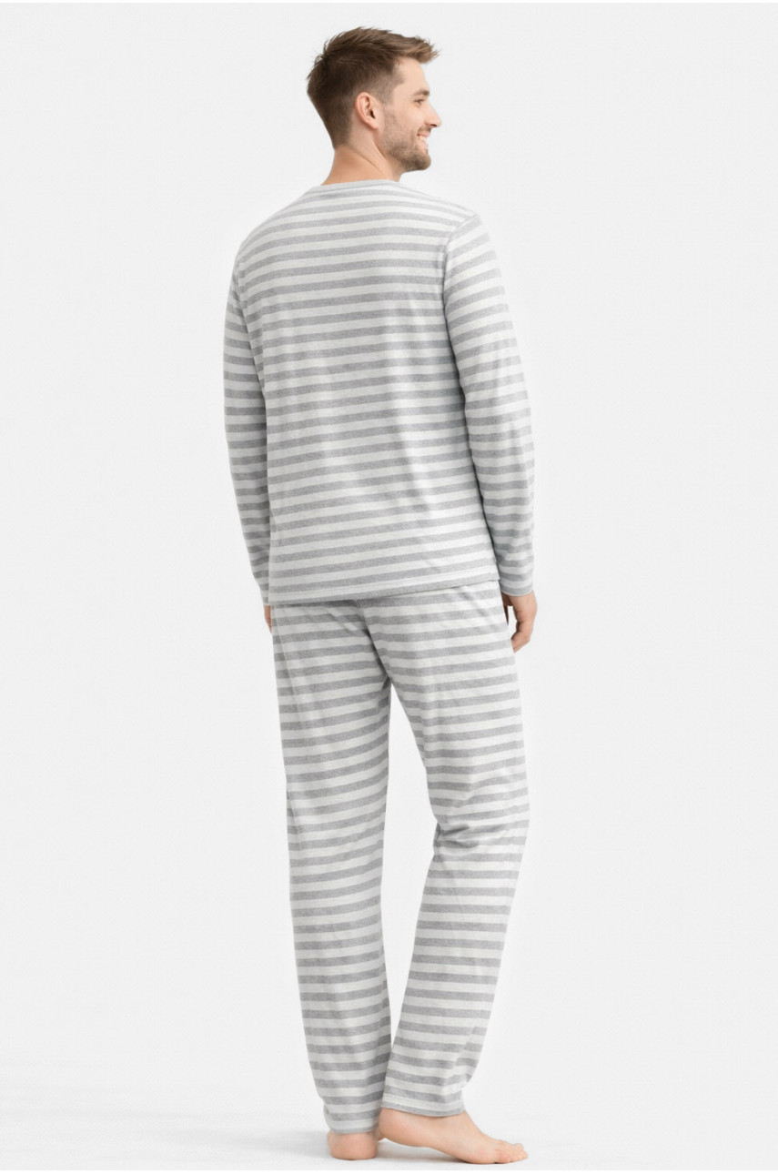 Пижама мужская полубатальная серого цвета с принтом M7145 211356