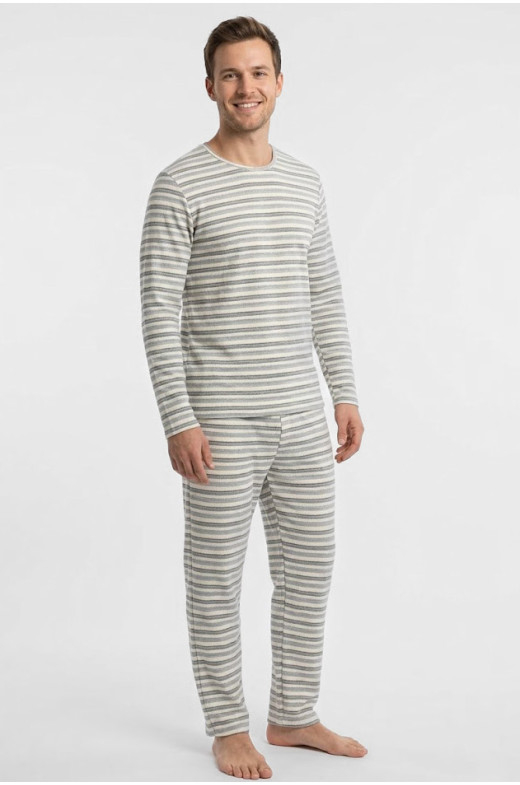 Пижама мужская полубатальная серого цвета с принтом M7145 211357