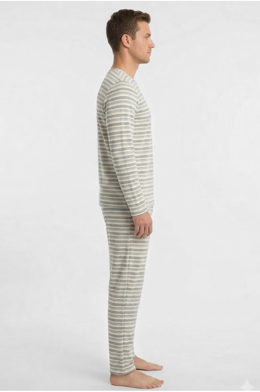 Пижама мужская полубатальная серого цвета с принтом M7145 211357