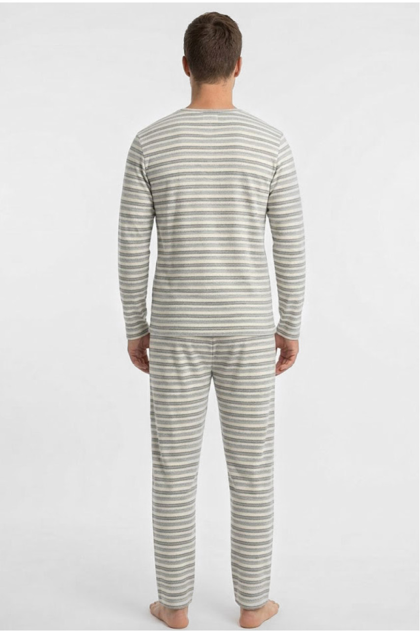 Пижама мужская полубатальная серого цвета с принтом M7145 211357 Пижама мужская полубатальная серого цвета с принтом M7145 211357