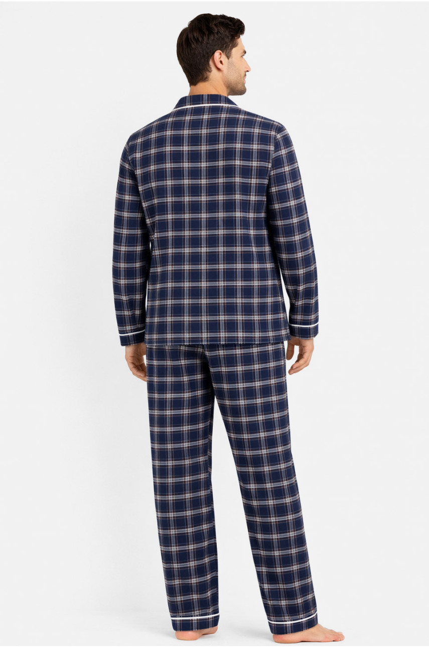 Пижама мужская полубатальная тёмно-синего цвета с принтом M7122 211359
