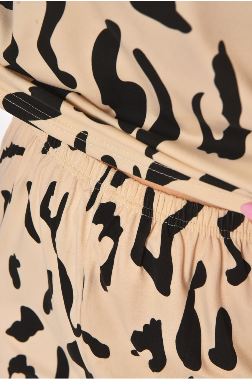 Піжама жіноча напівбатальна бежевого кольору з принтом 701 211363