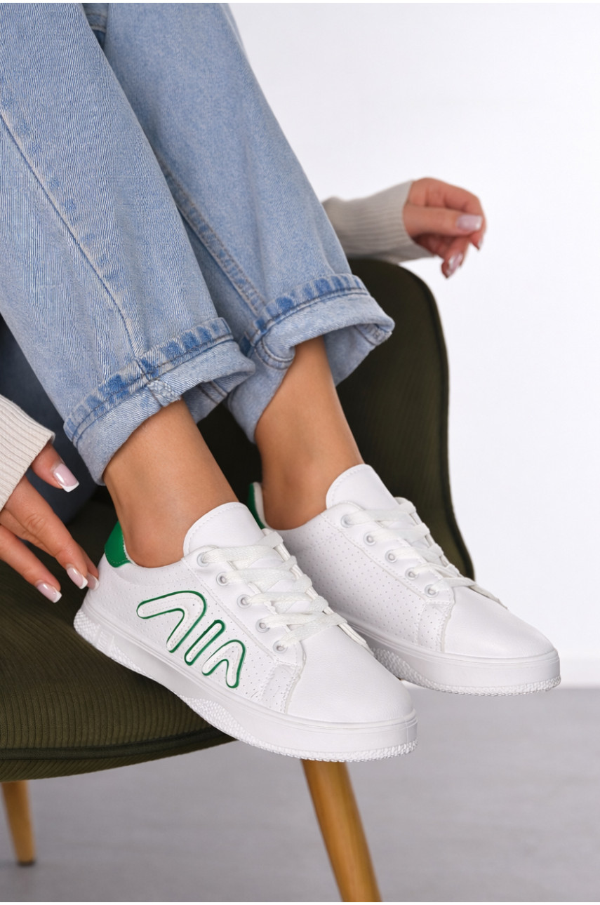 Кросівки жіночі білого кольору на шнурівці Е01-3 211364