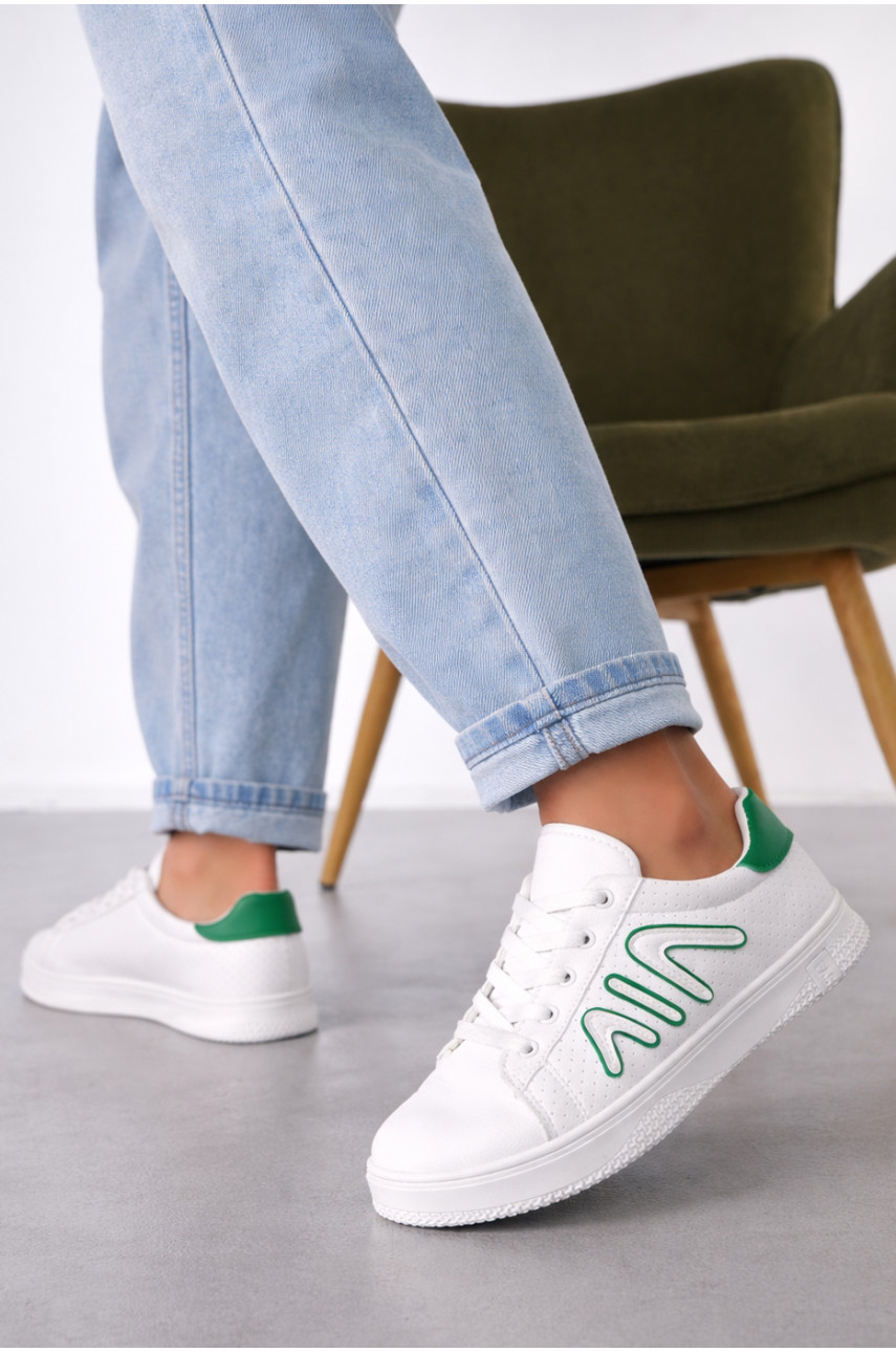 Кросівки жіночі білого кольору на шнурівці Е01-3 211364