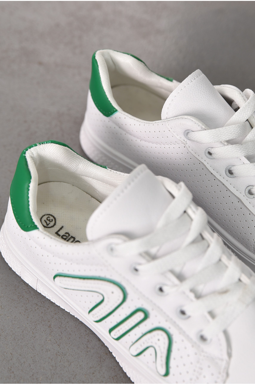 Кросівки жіночі білого кольору на шнурівці Е01-3 211364