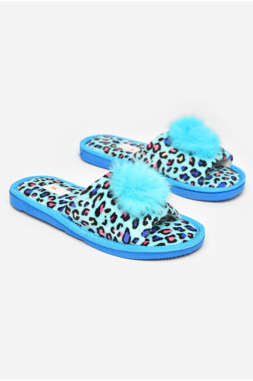 Капці домашні жіночі велюрові блакитного кольору 211365