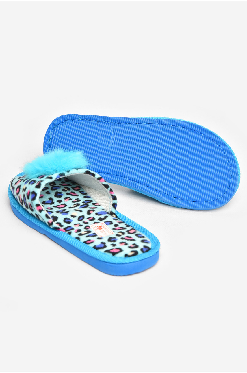 Капці домашні жіночі велюрові блакитного кольору 211365 Капці домашні жіночі велюрові блакитного кольору 211365