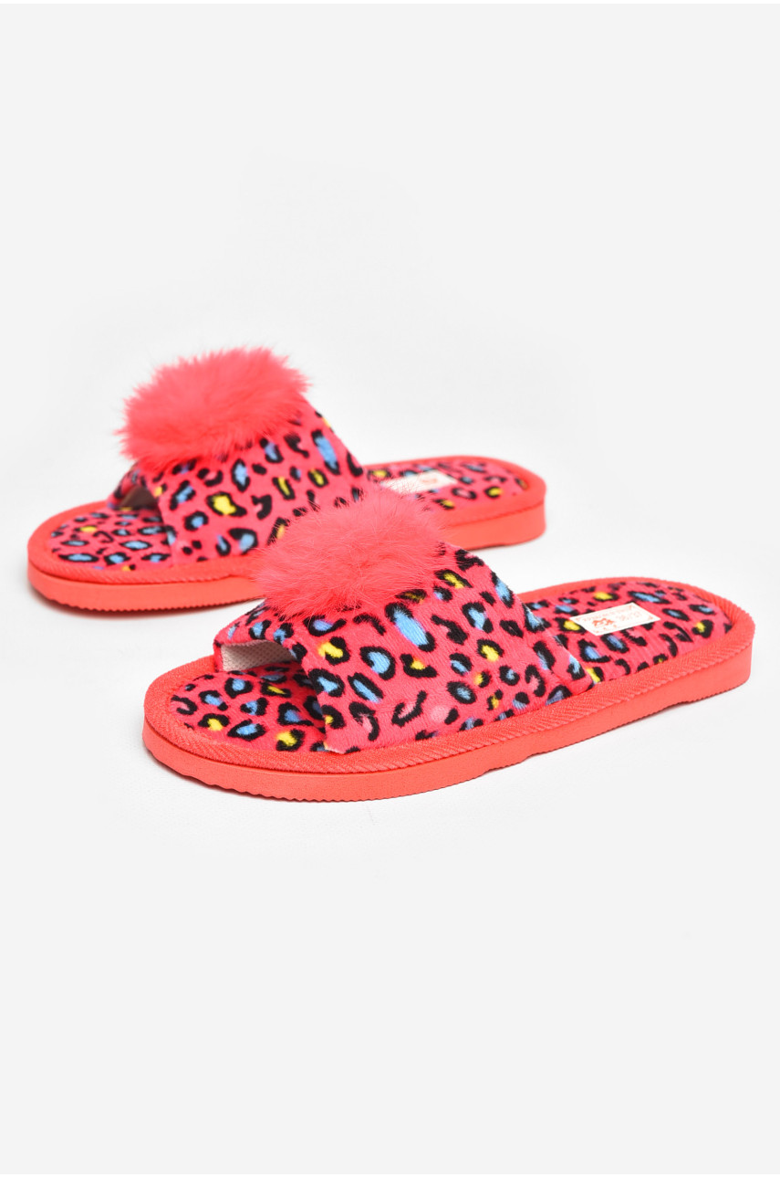 Капці домашні жіночі велюрові коралового кольору 211366