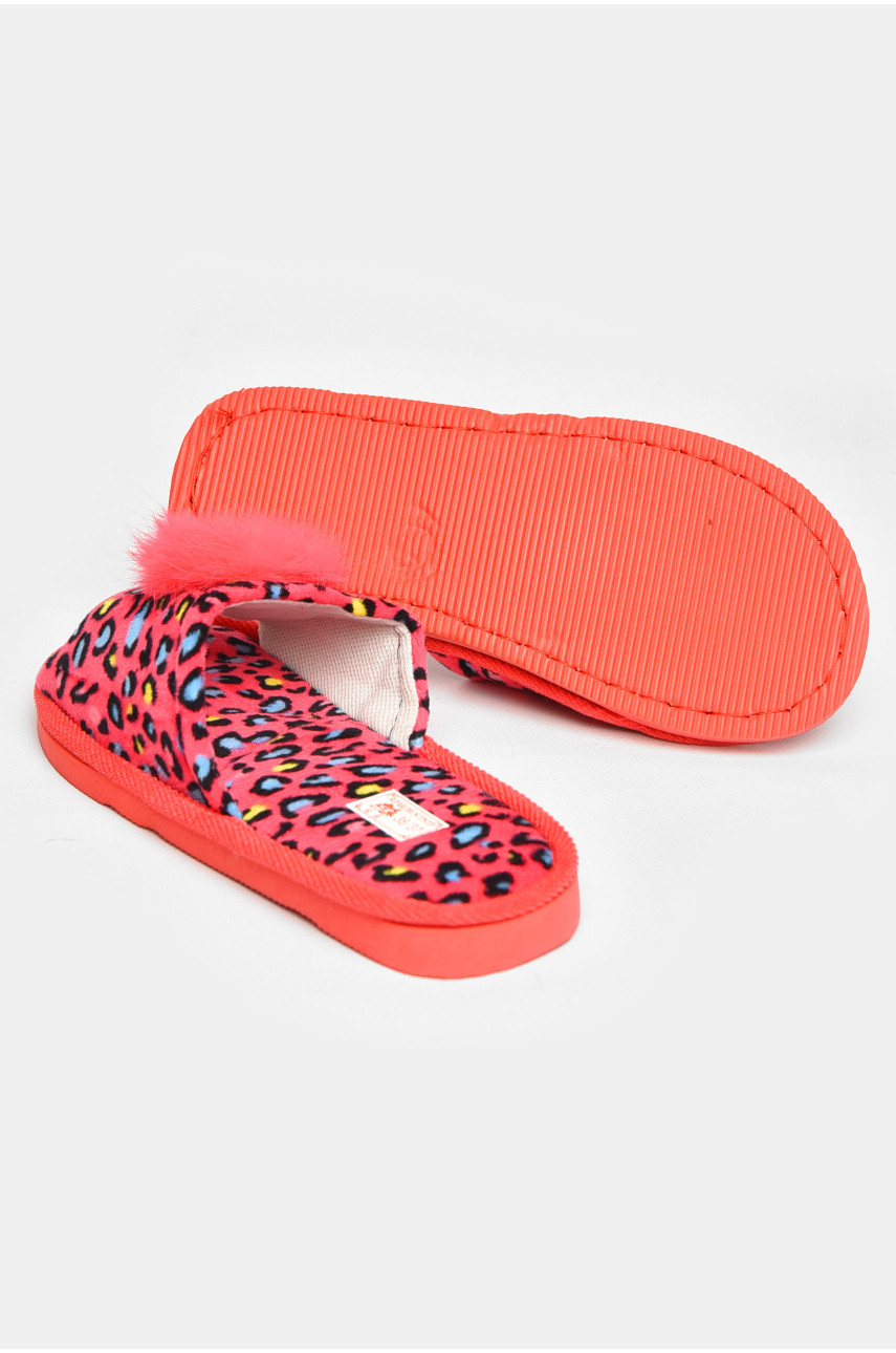 Капці домашні жіночі велюрові коралового кольору 211366