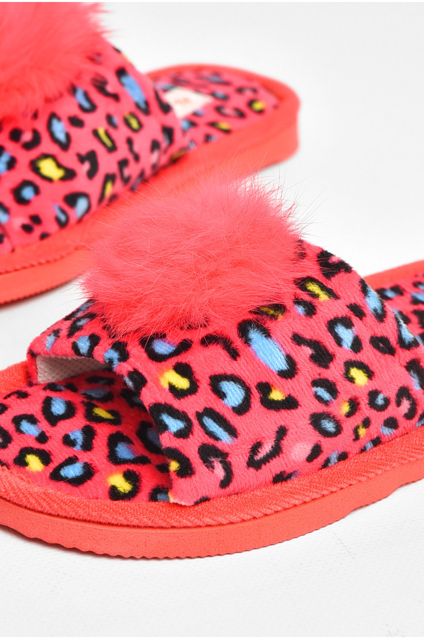 Капці домашні жіночі велюрові коралового кольору 211366