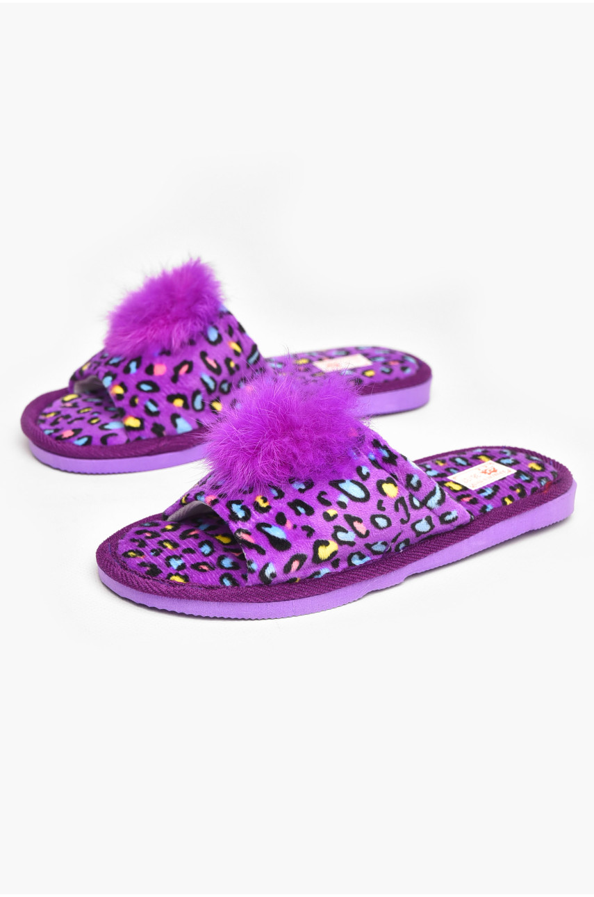 Капці домашні жіночі велюрові бузкового кольору 211368