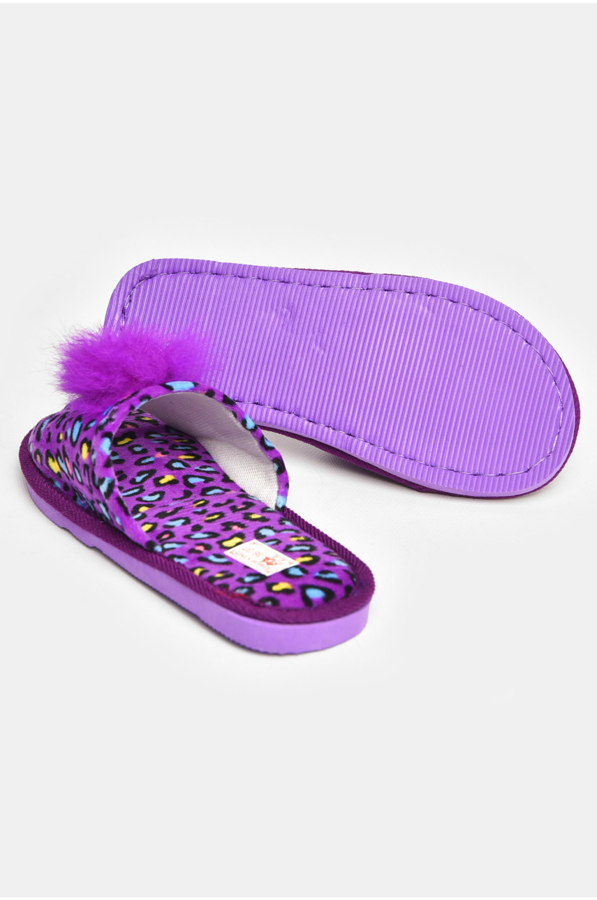 Капці домашні жіночі велюрові бузкового кольору 211368