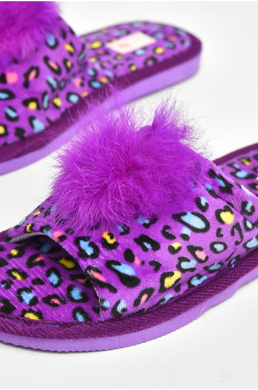 Капці домашні жіночі велюрові бузкового кольору 211368