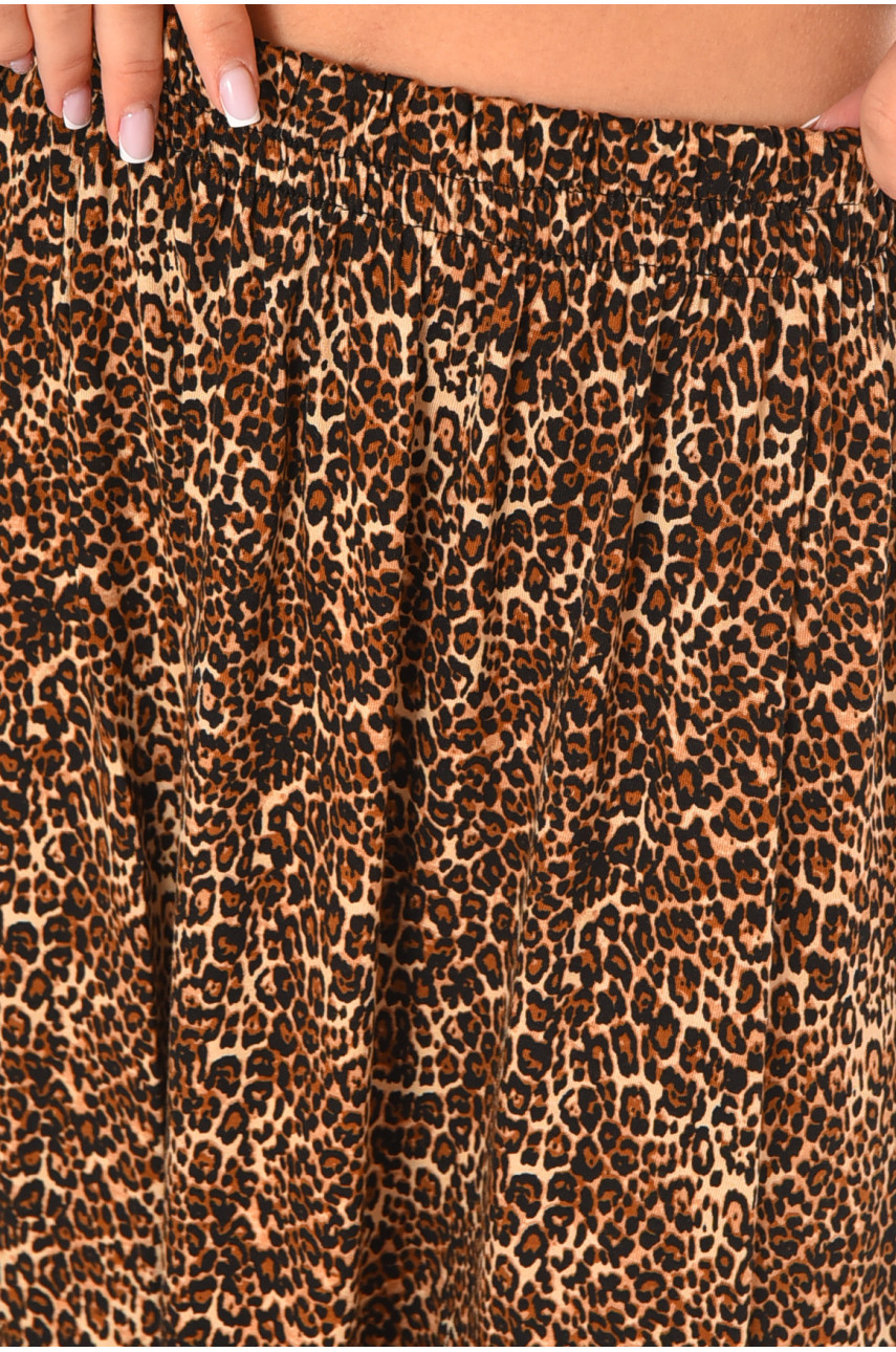 Юбка женская коричневого цвета с леопардовым принтом 407 211369