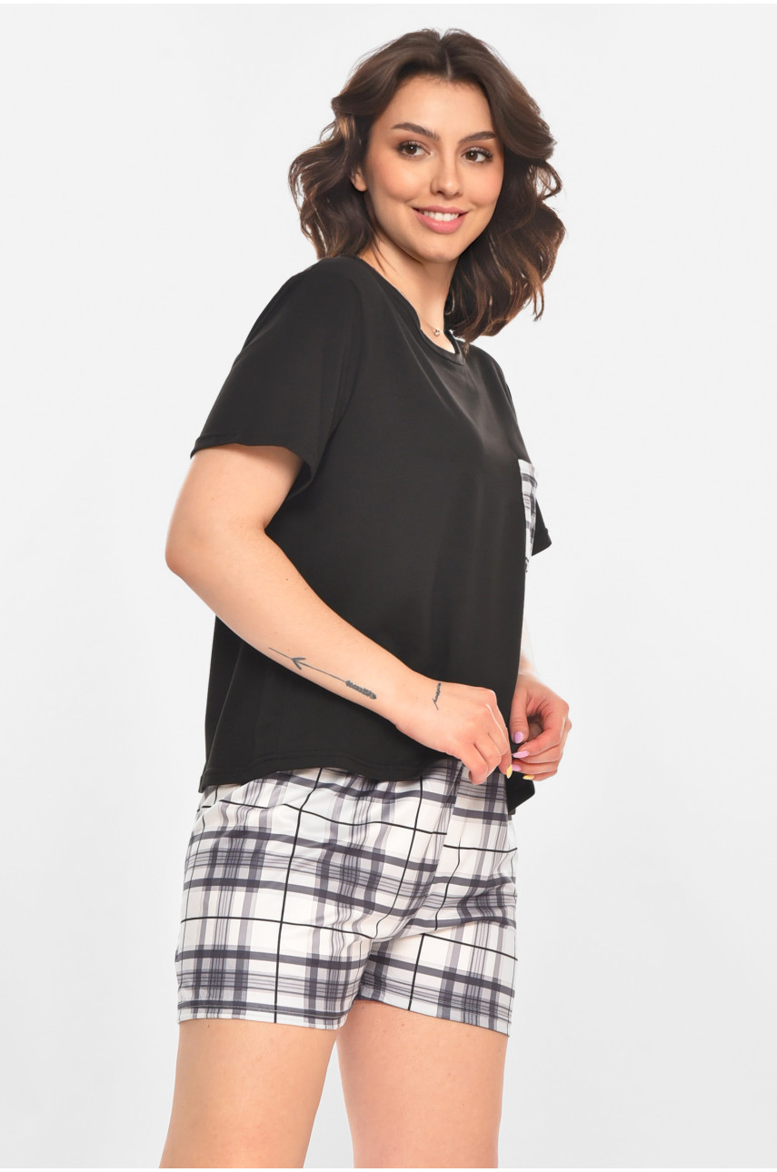 Пижама женская полубатальная черного цвета 710 211371