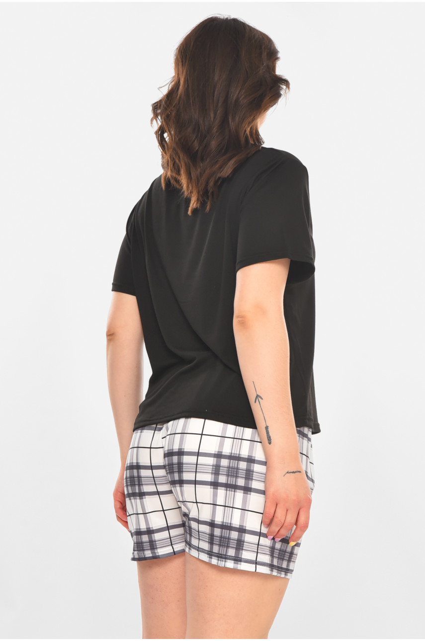 Пижама женская полубатальная черного цвета 710 211371