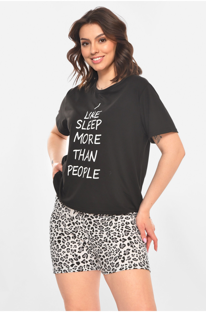 Піжама жіноча напівбатальна чорного кольору 709 211374