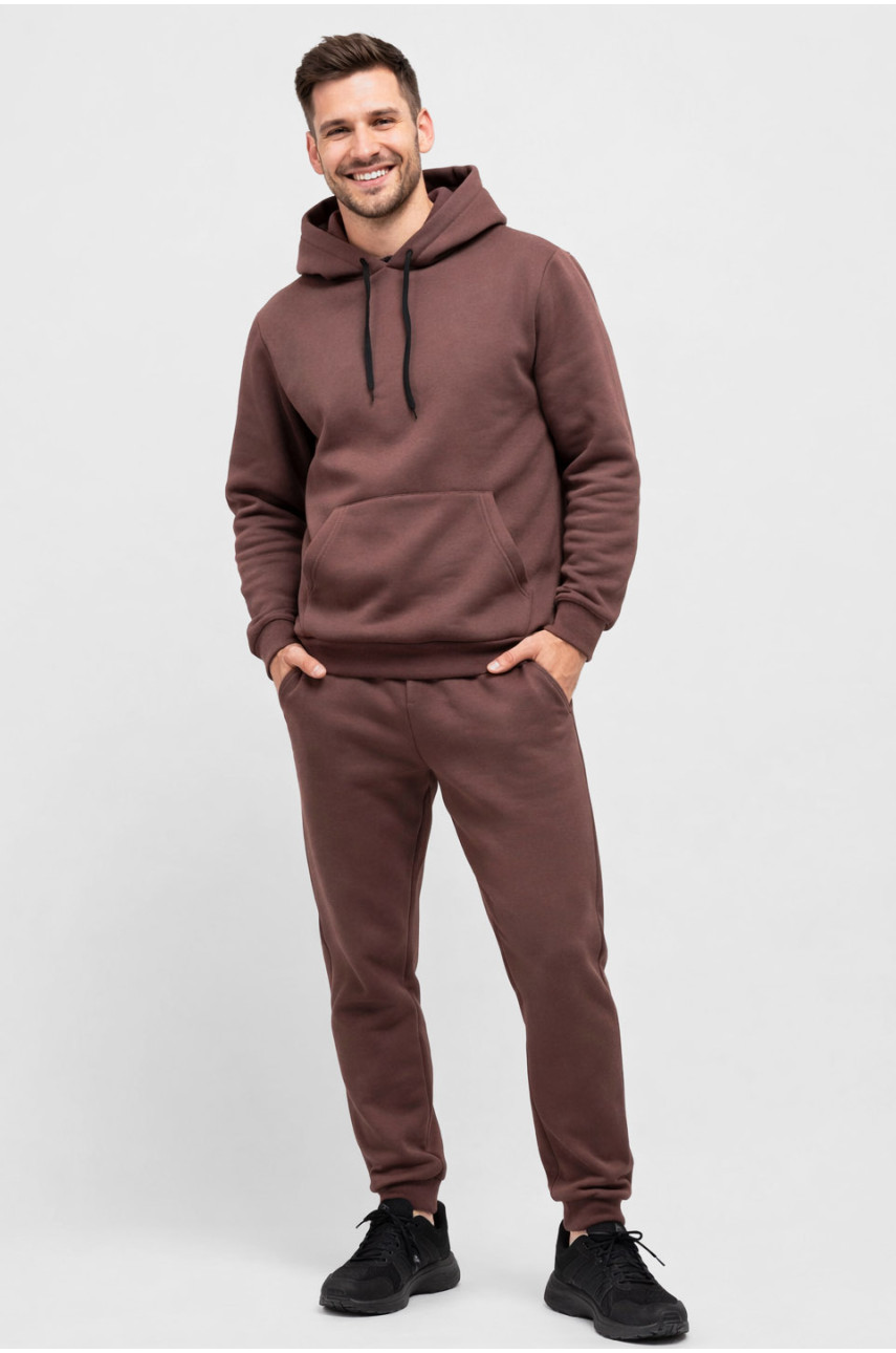 Спортивний костюм чоловічий на флісі коричневого кольору 211385