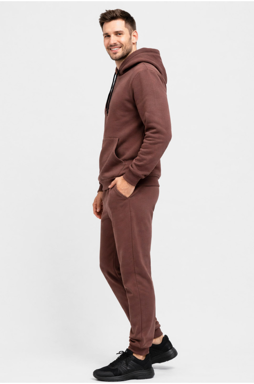 Спортивний костюм чоловічий на флісі коричневого кольору 211385