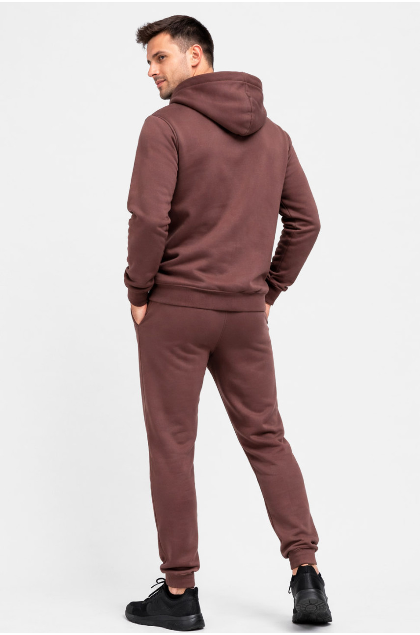 Спортивний костюм чоловічий на флісі коричневого кольору 211385 Спортивний костюм чоловічий на флісі коричневого кольору 211385