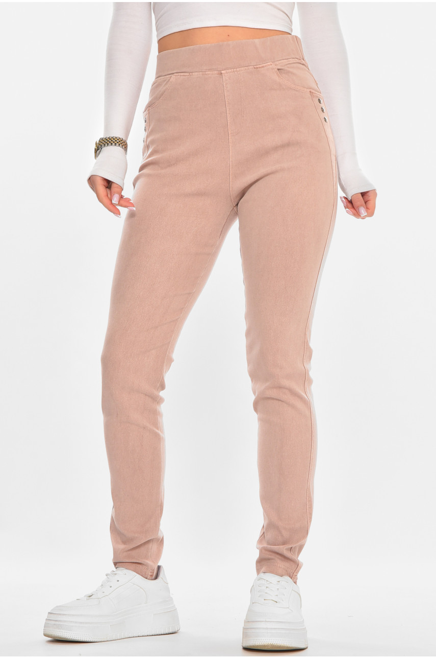 Лосины женские однотонные пудрового цвета А4052-3 211417