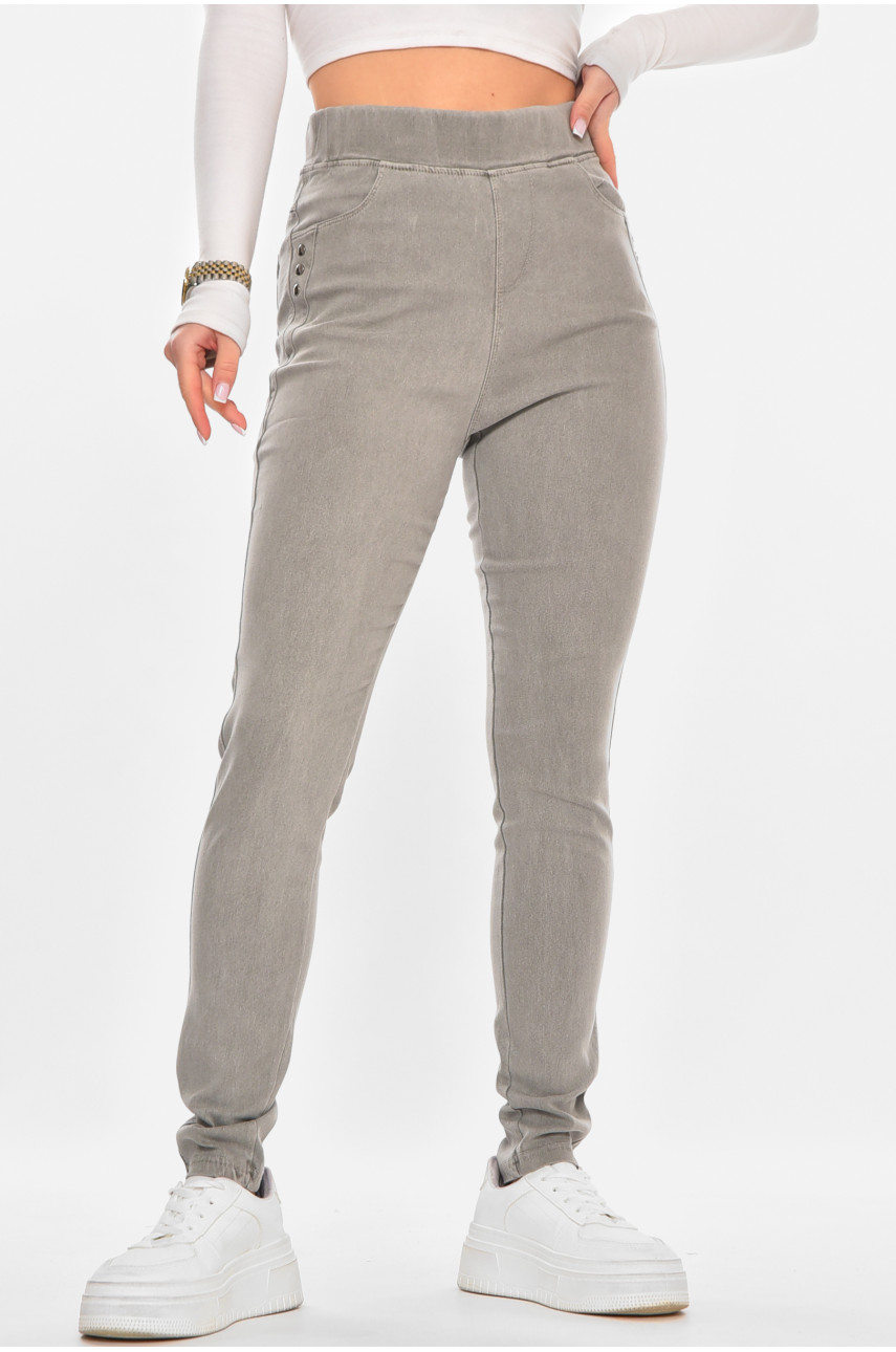 Лосины женские однотонные серого цвета А4052-3 211420 Лосины женские однотонные серого цвета А4052-3 211420