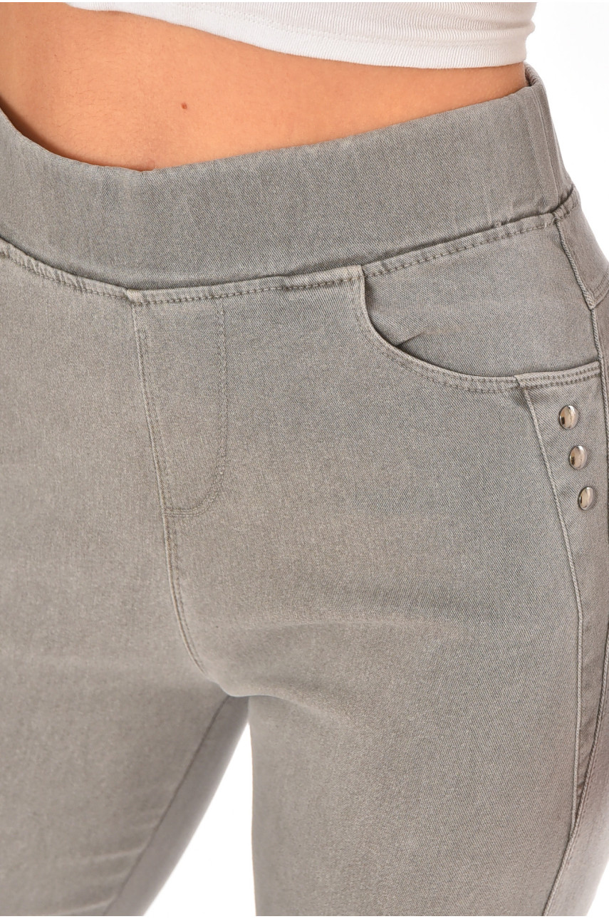 Лосины женские однотонные серого цвета А4052-3 211420 Лосины женские однотонные серого цвета А4052-3 211420