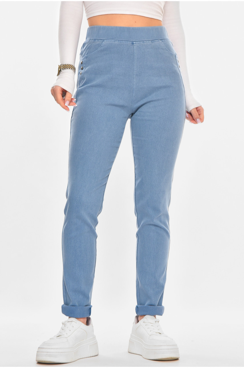 Лосини жіночі однотонні блакитного кольору А4052-3 211425