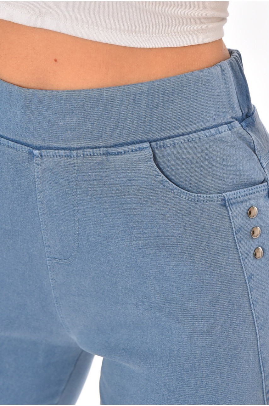 Лосини жіночі однотонні блакитного кольору А4052-3 211425